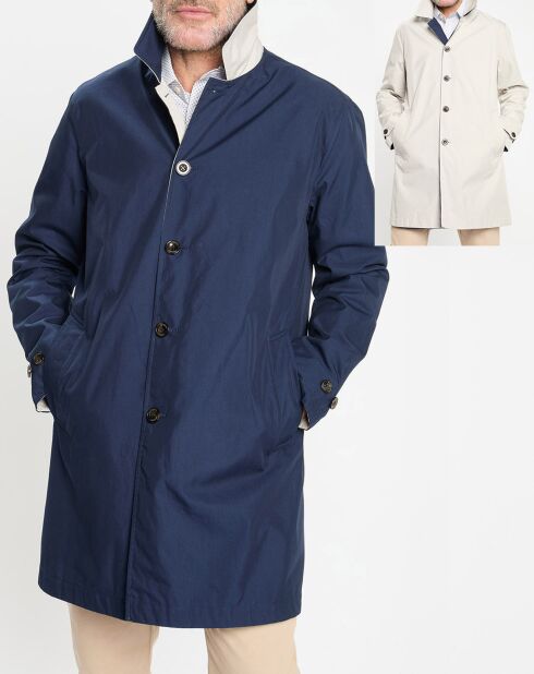 Imperméable réversible beige/ bleu