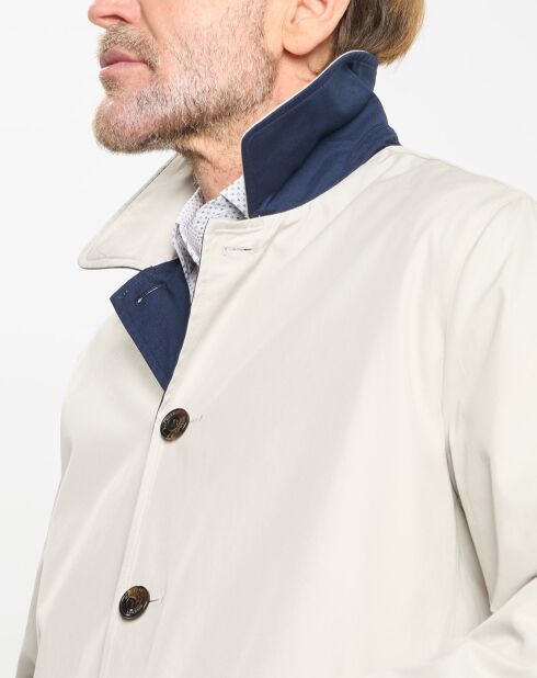 Imperméable réversible beige/ bleu