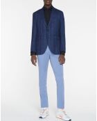 Giacca Light Prince of Wales in misto lana e lino blu scuro