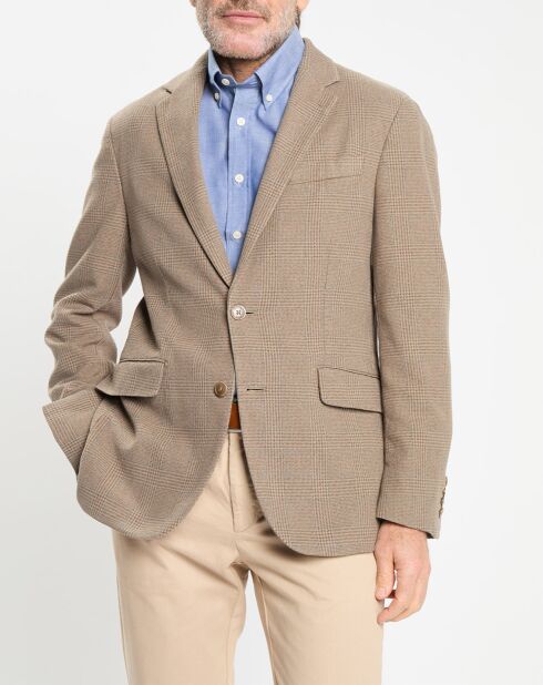 Veste à imprimé Prince de Galles beige foncé