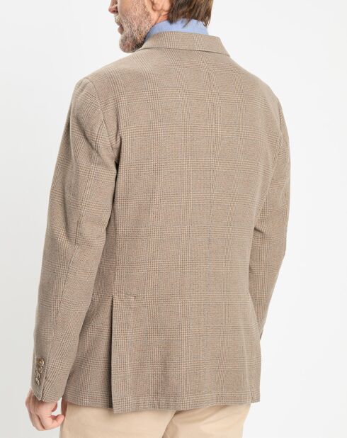 Veste à imprimé Prince de Galles beige foncé