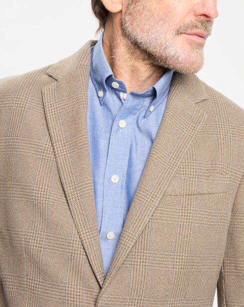 Veste à imprimé Prince de Galles beige foncé