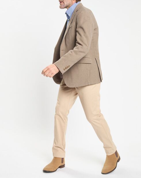 Veste à imprimé Prince de Galles beige foncé
