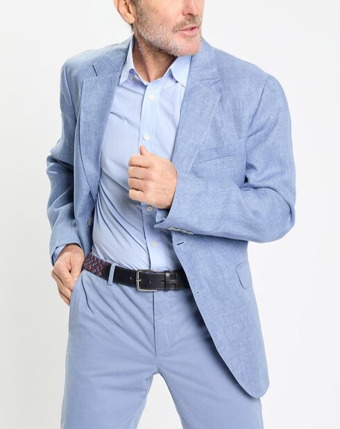 Veste 100% Lin bleu moyen