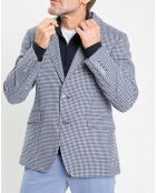 Veste à imprimé pied-de-poule bleue