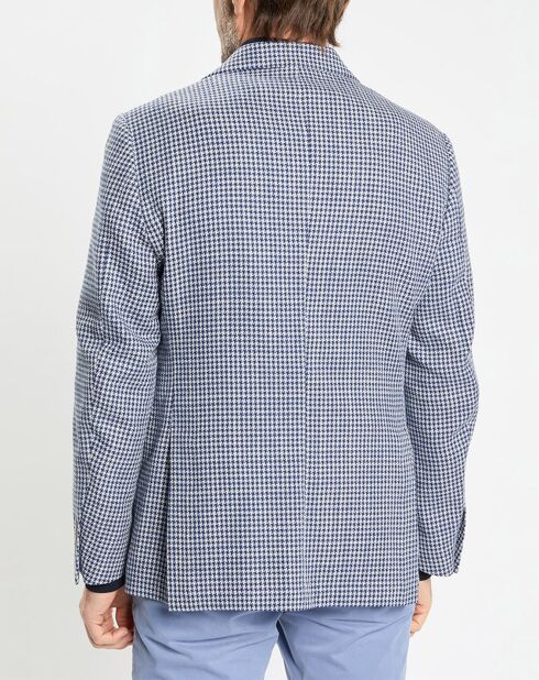 Veste à imprimé pied-de-poule bleue