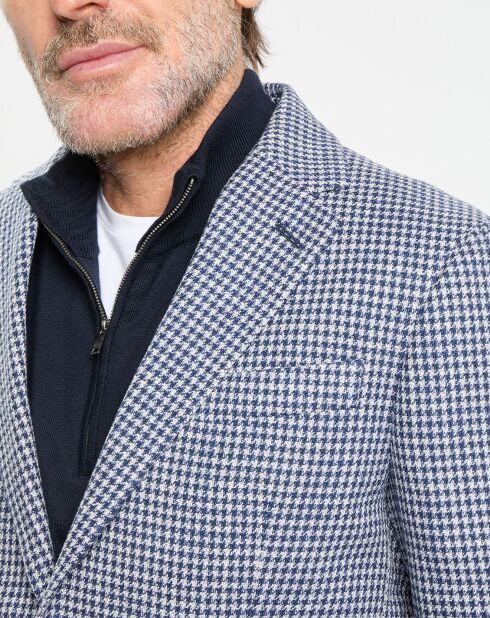 Veste à imprimé pied-de-poule bleue