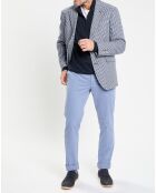 Veste à imprimé pied-de-poule bleue