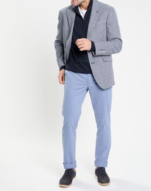 Veste à imprimé pied-de-poule bleue