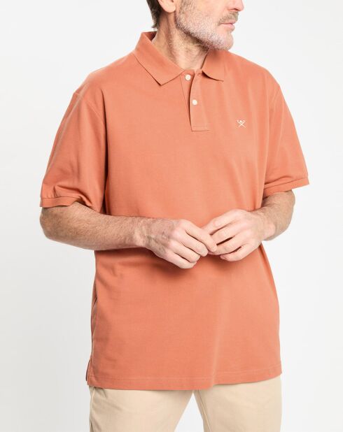 Polo manches courtes uni piqué orange moyen