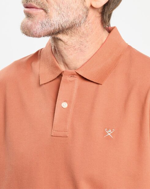 Polo manches courtes uni piqué orange moyen
