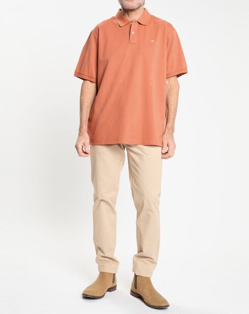 Polo manches courtes uni piqué orange moyen