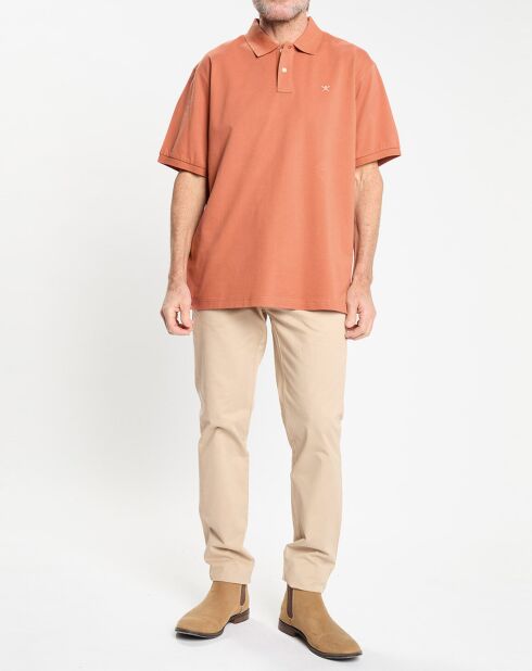 Polo manches courtes uni piqué orange moyen
