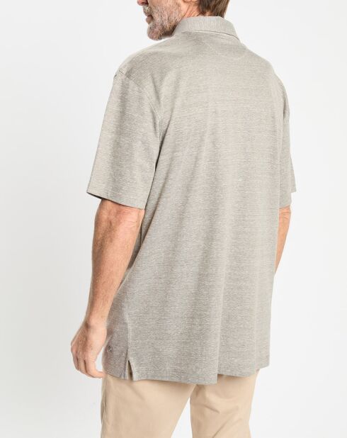 Polo en Lin mélangé Regular Fit Oxford beige moyen chiné