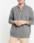 Sweat col montant 1/2 zip gris foncé