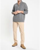 Sweat col montant 1/2 zip gris foncé