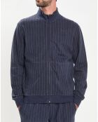 Sweat zippé à rayures bleu nuit