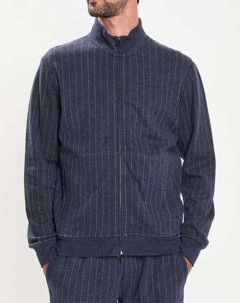 Sweat zippé à rayures bleu nuit