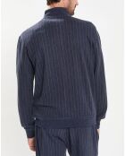Sweat zippé à rayures bleu nuit