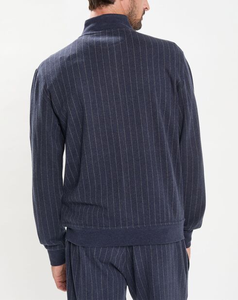 Sweat zippé à rayures bleu nuit