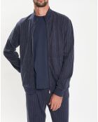 Sweat zippé à rayures bleu nuit