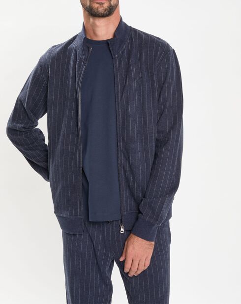 Sweat zippé à rayures bleu nuit