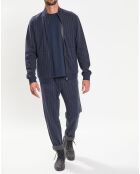 Sweat zippé à rayures bleu nuit
