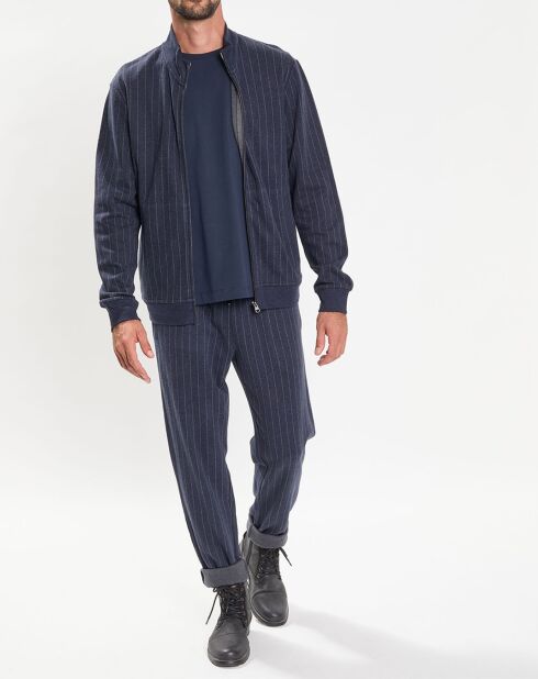 Sweat zippé à rayures bleu nuit