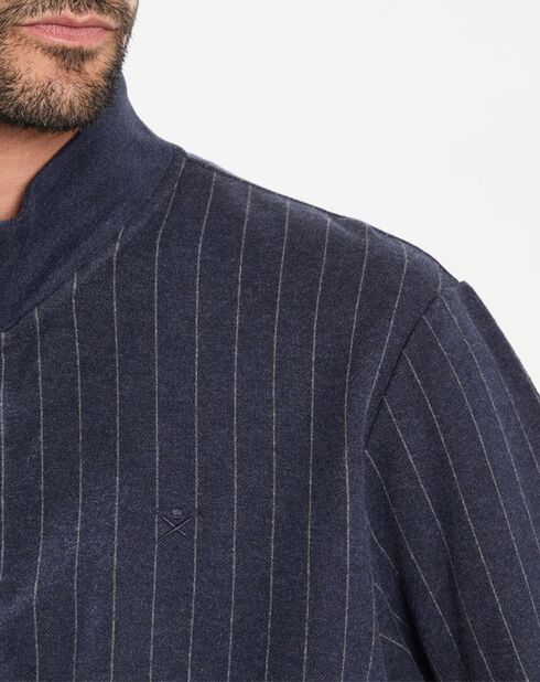 Sweat zippé à rayures bleu nuit