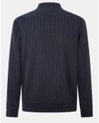 Sweat zippé à rayures bleu nuit