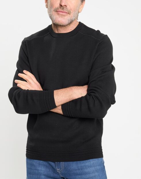 Pull col rond uni noir
