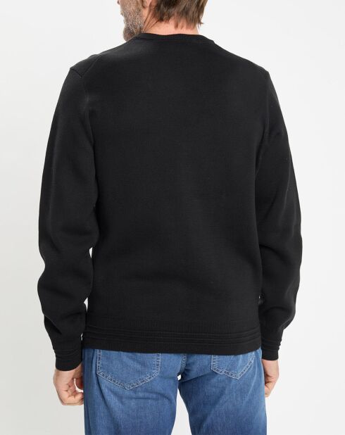 Pull col rond uni noir