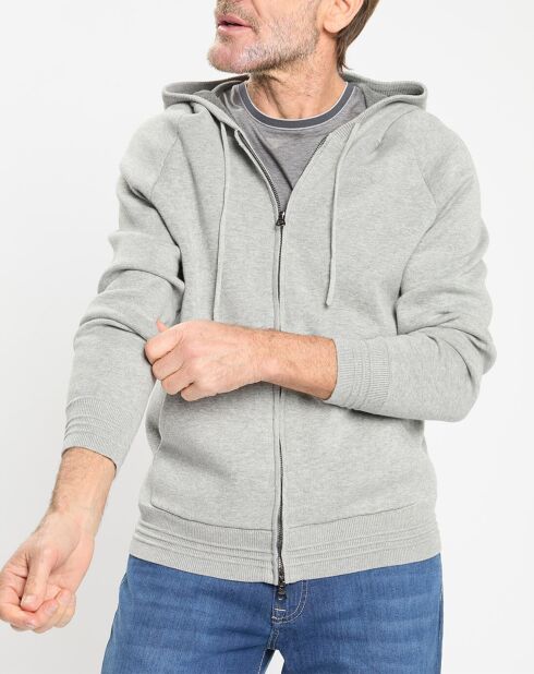 Gilet zippé à capuche gris