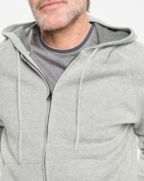 Gilet zippé à capuche gris