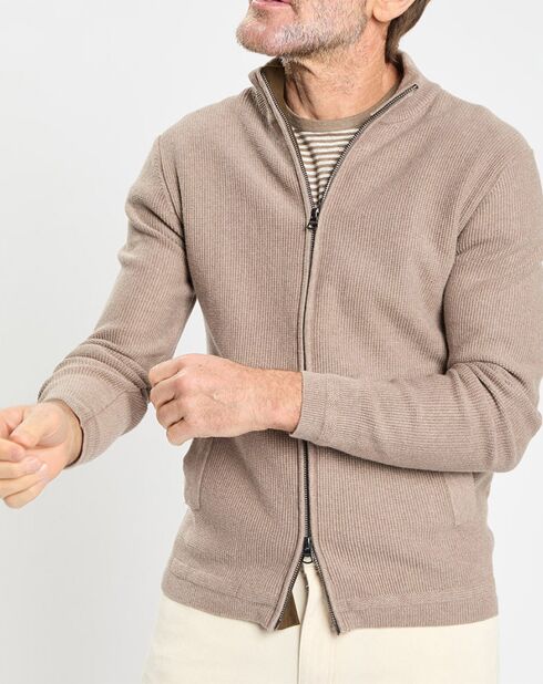 Gilet col montant zippé beige