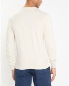 Pull en Coton & Soie col V écru chiné