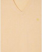 Pull en Coton & Soie col V jaune chiné