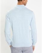 Pull en Coton & Soie col camionneur bleu moyen