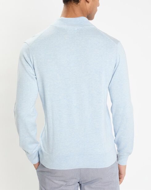 Pull en Coton & Soie col camionneur bleu moyen