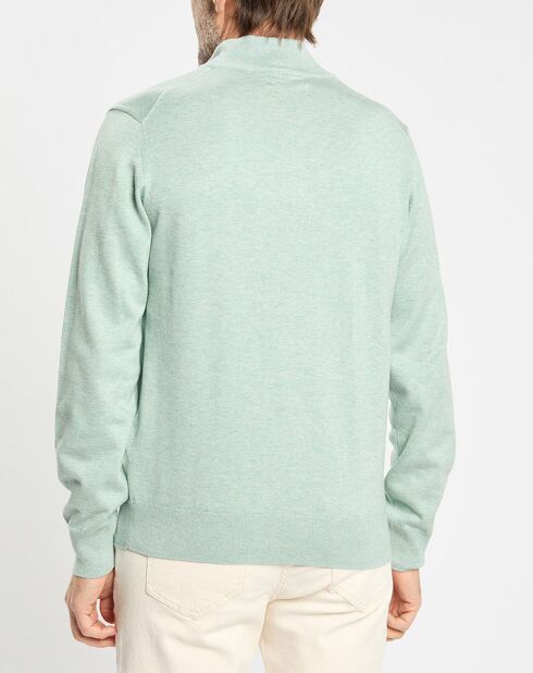 Pull en Coton & Soie col camionneur vert moyen