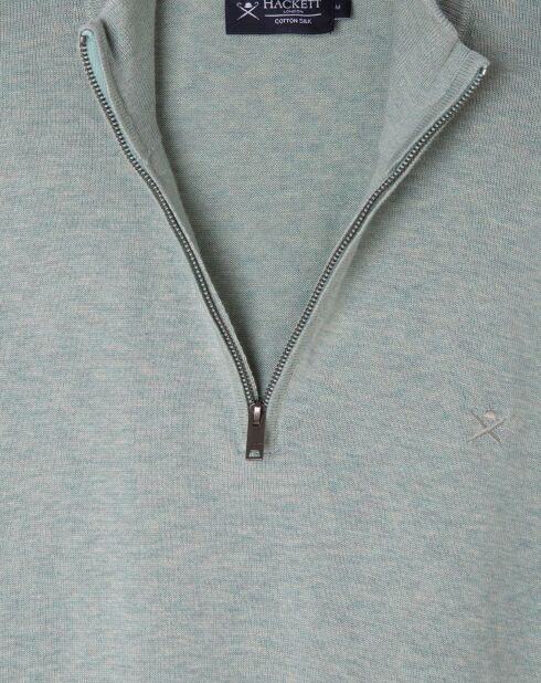 Pull en Coton & Soie col camionneur vert moyen