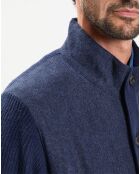 Gilet en Laine Bi-Matière uni bleu