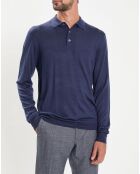 Pull en Laine & Soie col polo bleu