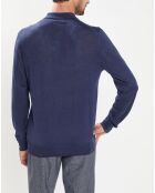 Pull en Laine & Soie col polo bleu
