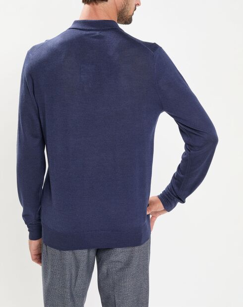 Pull en Laine & Soie col polo bleu