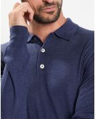 Pull en Laine & Soie col polo bleu