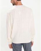 Pull 100% Laine d'agneau col rond Cable écru