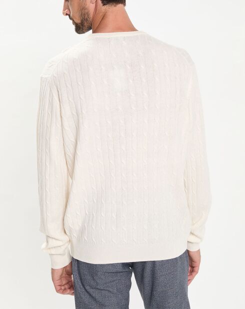 Pull 100% Laine d'agneau col rond Cable écru