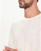 Pull 100% Laine d'agneau col rond Cable écru