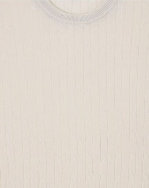 Pull 100% Laine d'agneau col rond Cable écru